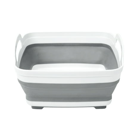 Kitchen Details Self Draining Collapsible Plastic Wash Basin Strainer, Gray