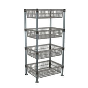 Kitchen Details Slim 4-Shelf Plastic Freestanding Shelves, Smoke Gray