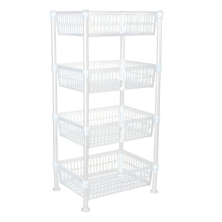 Kitchen Details Slim 4 Shelf Plastic Freestanding Shelves, White