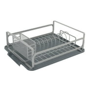 Kitchen Details Small Steel Industrial Collection Dish Rack, Gray