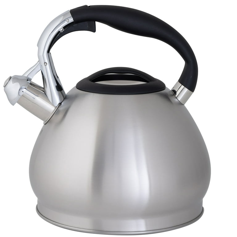 Tea Kettle - 2.5qt Whistling Tea Pots for Stove Top - Food Grade Brushed Stainless Steel Teapot - Classic Stovetop Kettle with Universal Base, Cool