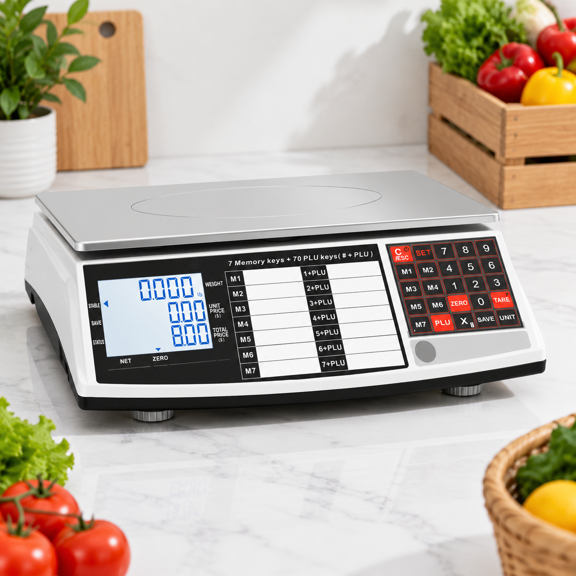 Kitchen Digital Scale with Lb/oz/kg Conversion, 30/60lb Capacity, Adjustable Backlight