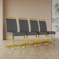 thumbnail image 1 of Kitchen Dining Chairs Set of 4, Modern PU Faux Leather High Back Dining Chair with C-Metal Legs, Dining Chairs with Upholstered Seat for Dining Room, Kitchen, 1 of 9