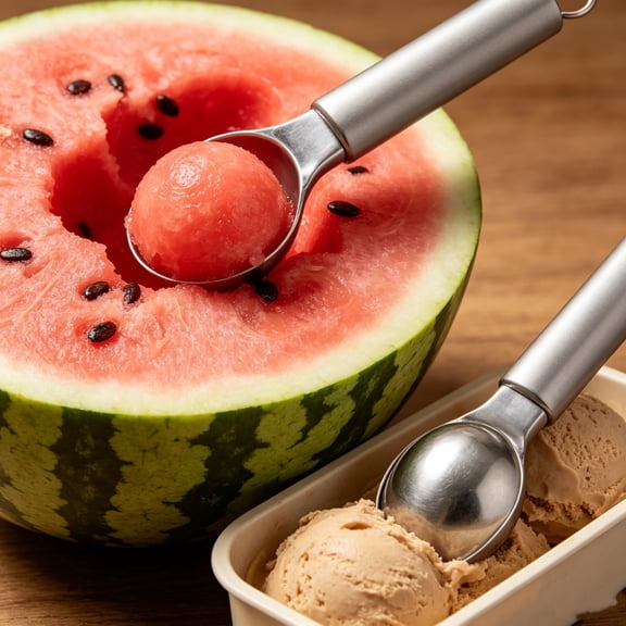 Kitchen & Dining Gadgets Trigger Ice Cream Scooper Stainless Steel Spring Release Melon Baller Spoon Multi-purpose Fruit Ball Making Kitchen Tool for Home Baking Platter Party Dessert Preparation