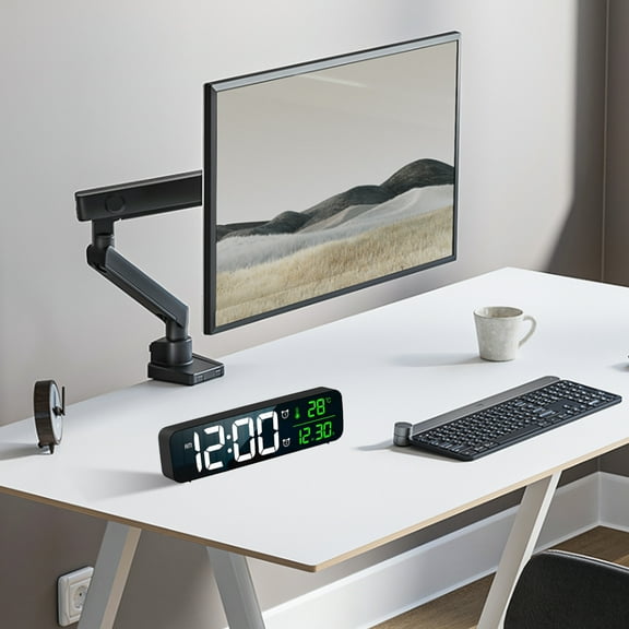 Kitchen Dining Home Appliances Digital Clock,LED Digital Alarm Clock For Living Room,Rechargeable,Snooze,Date &Temp Display Digital Wall Clock,For Bedroom Digital Clock Large Display Black