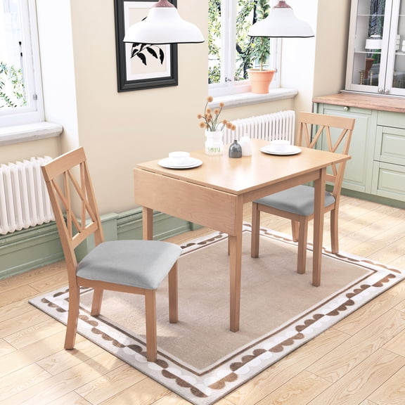 Kitchen Dining Set with 2 Upholstered Chairs | Multifunctional Table for Various Needs | Rubberwood Legs and Linen Fabric | Comfortable Sitting Experience