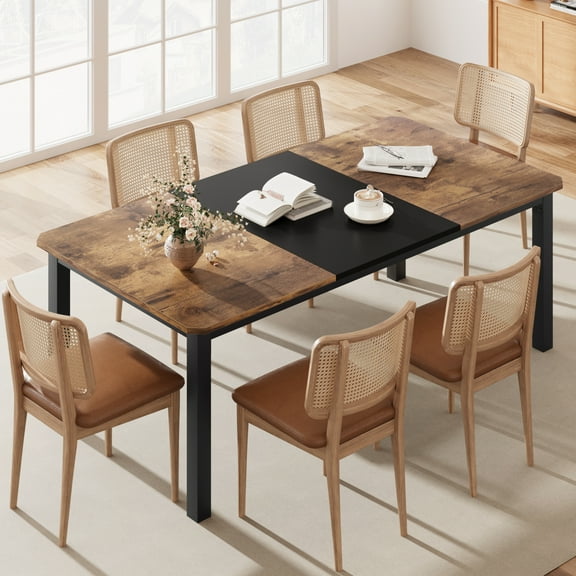 Kitchen Dining Table For 6~8 People, 78.7" Long Kitchen Table with Chamfer Design, Rectangle Dining Room Table For Dinner Or Meeting