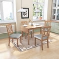 thumbnail image 1 of Foldable Dining Table Set with 4 Pieces Chairs, Smooth Surface Wood Dinette Set, Solid Acacia Wood Rectangular Breakfast Table with Solid Wood Legs for Dining Room, Natural, 1 of 8