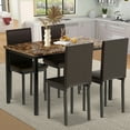 thumbnail image 1 of Kitchen Dining Table Set, Metal Kitchen Table Sets with 4 Chairs, Faux Marble Rectangular Breakfast Table w/Metal Legs & Black Finish Frame, Dining Table Sets for an Apartment Breakfast, S12528, 1 of 11