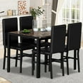 thumbnail image 1 of Kitchen Dining Table Set, Metal Kitchen Table Sets with 4 Chairs, Faux Marble Rectangular Breakfast Table w/Metal Legs & Black Finish Frame, Dining Table Sets for an Apartment Breakfast, SS1288, 1 of 11