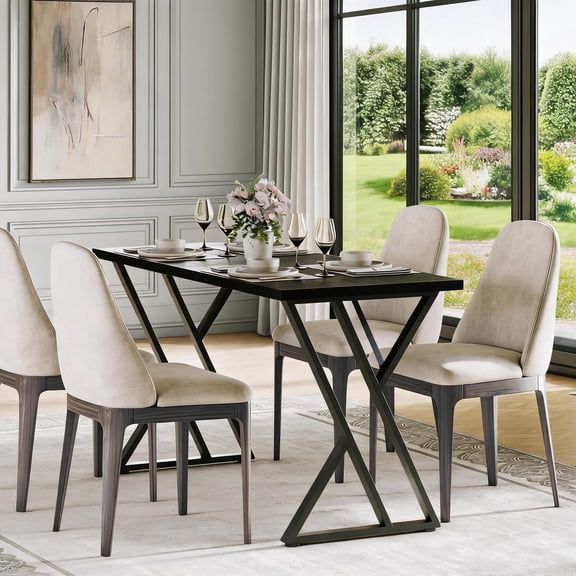 Kitchen Dining Table with Wood Construction, Rectangular, Seats 4