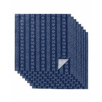 Kitchen Dinner Napkins Set of 8, Navy Blue Boho Cloth Napkins Reusable Washable Table Napkins for Weddings Cocktail Parties Holiday Table Decor 20x20 Inch Farmhouse Geometric Stripes
