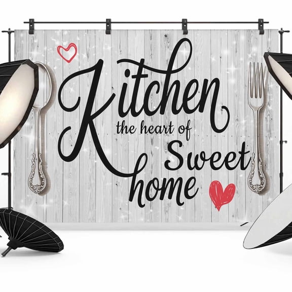Kitchen Dinnerware Photography Backdrop 7x5FT, Knife Fork Spoon Tableware Wood Grain Photo Backdrops, Background for Photography Studio Photo Studio Background, Back Drop for Photoshoot