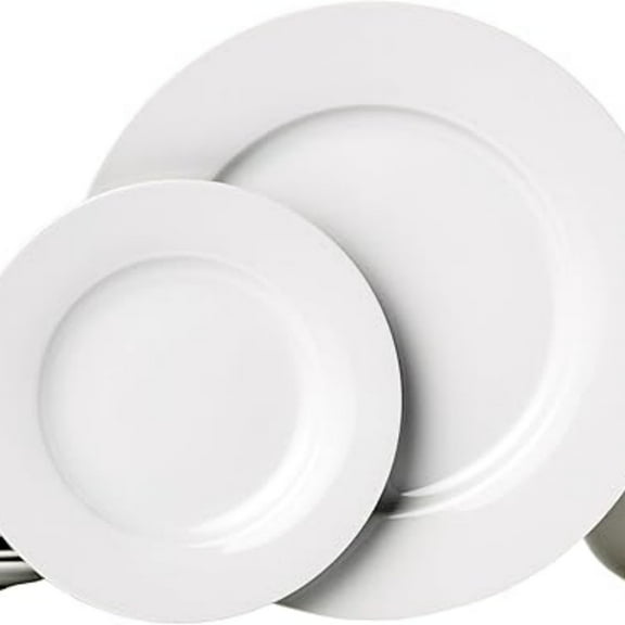 Kitchen Dinnerware Set, Microwave and Dishwasher Safe, Plates, Bowls, Service for 6, 18-Piece, White