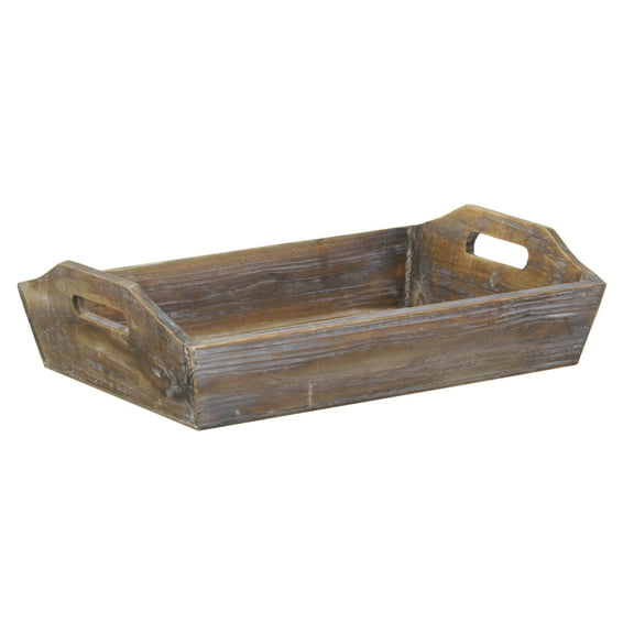 Kitchen Dinning Gift Deep Wooden Shabby Brown Tray With Side Handles