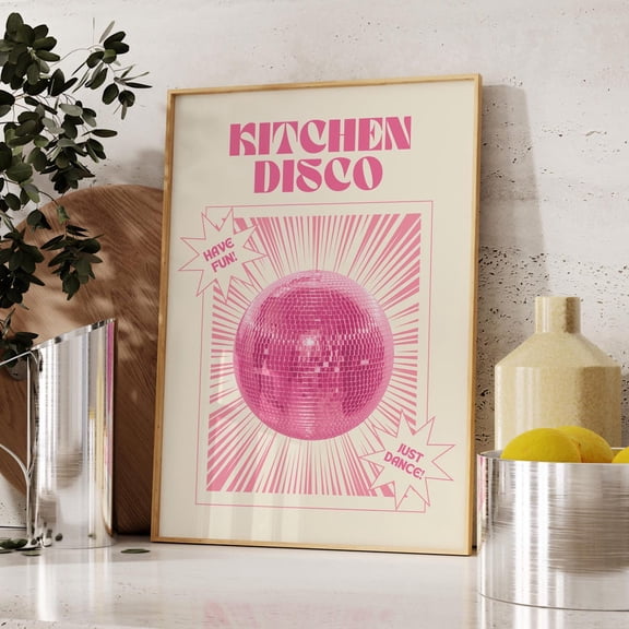 Kitchen Disco Funky Retro Wall Art, Unframed Paper Print Size 8x12