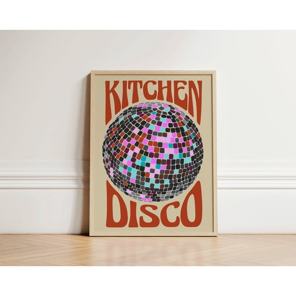 Kitchen Disco Poster Disco Ball Retro Poster Trendy Poster Trendy Wall Art Kitchen Prints Kitchen Decor Retro Wall Art , Poster Print Only
