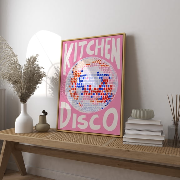 Kitchen Disco Poster Poster Disco Ball Art Colourful Kitchen Poster Boho Kitchen Decor Art Retro 70S 80S 90S Art Disco Ball Poster, Poster Only