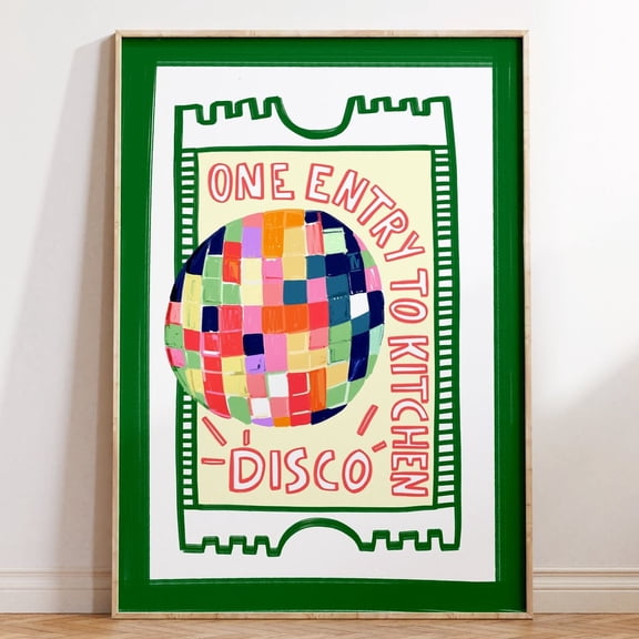Kitchen Disco Print, Kitchen Art Print, Kitchen Disco Poster, Kitchen Decor, Retro Home Decor Print, Kitchen Disco Art, UNFRAMED PAPER POSTER, Home Decor, Vintage Gift, Living Room Dercor