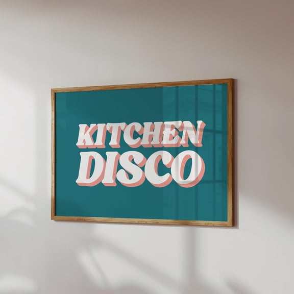 Kitchen Disco Print, Kitchen Disco Poster, Disco Quote Prints, Retro Typography Sign, Music Home Decor, Kitchen Slogan, Fun Kitchen Quotes, Unframed Canvas Size 8x12 F03.1.21l668
