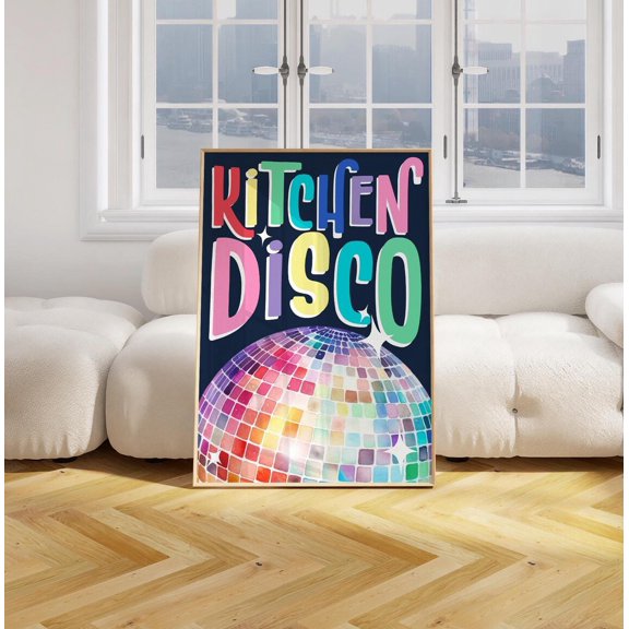 Kitchen Disco Rainbow Retro Kitchen Dining Cafe Wall Art Decor Unframed Paper Print