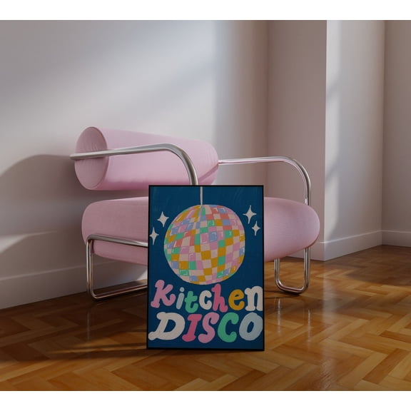 Kitchen Disco Retro Groovy Wall Art, Unframed Canvas 24x36in