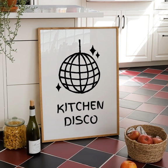 Kitchen Disco Wall Art, Aesthetic Kitchen Wall Art, Retro Disco Ball Print, Funky Kitchen This Kitchen Is For Dancing, Art Wall Art, Modern Wall Decor, 8x12 UNFRAMED