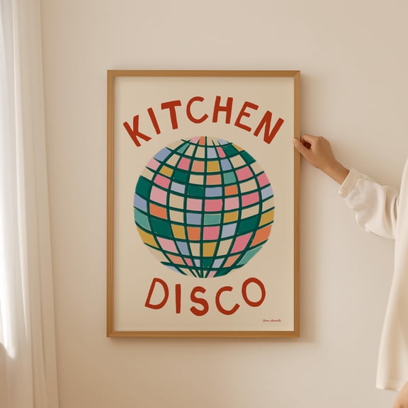 Kitchen Disco Wall Artdisco Ball Print Maximalist Kitchen Decor Modern Kitchen Print Trendy Kitchen Print This Kitchen is for Dancing Wall Art Poster , Poster Print Only