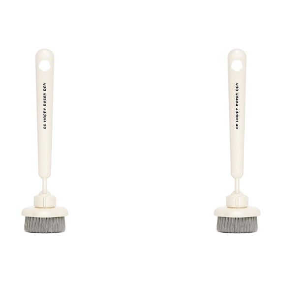 Kitchen Dish Brush, Torqee Long Handle Pot Scrubber, Reliable Cookware Cleaner, for General Household Cleaning and Regular Kitchen Maintenance, White 2PC