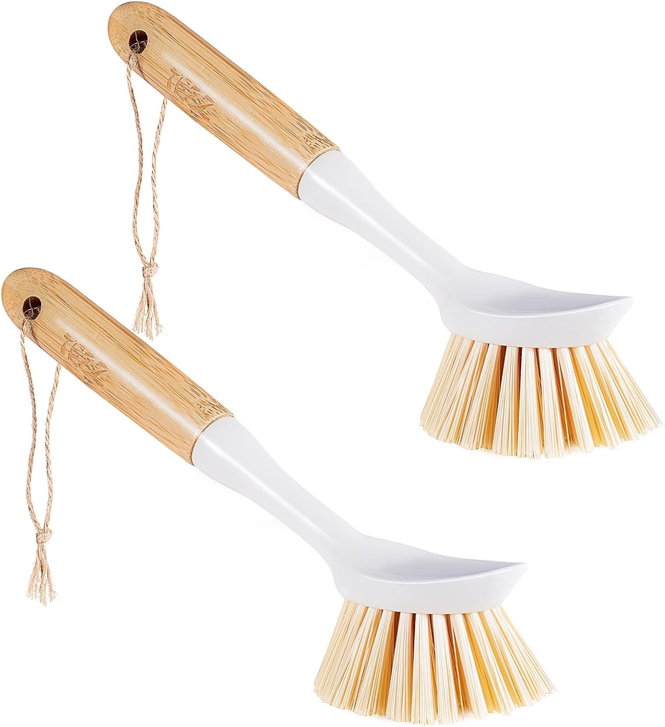 Kitchen Dish & Cast Iron Brush with Scraper, [2 Pack] Skillet Scrub ...