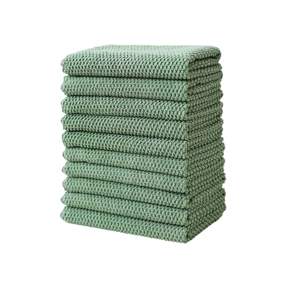 Kitchen Dish Cloths, Multifunctional Reusable Nonstick Oil Washable Cleaning Cloths, for Car, Eyeglasses, Screens, 11.81x11.81in, 10pcs, Green