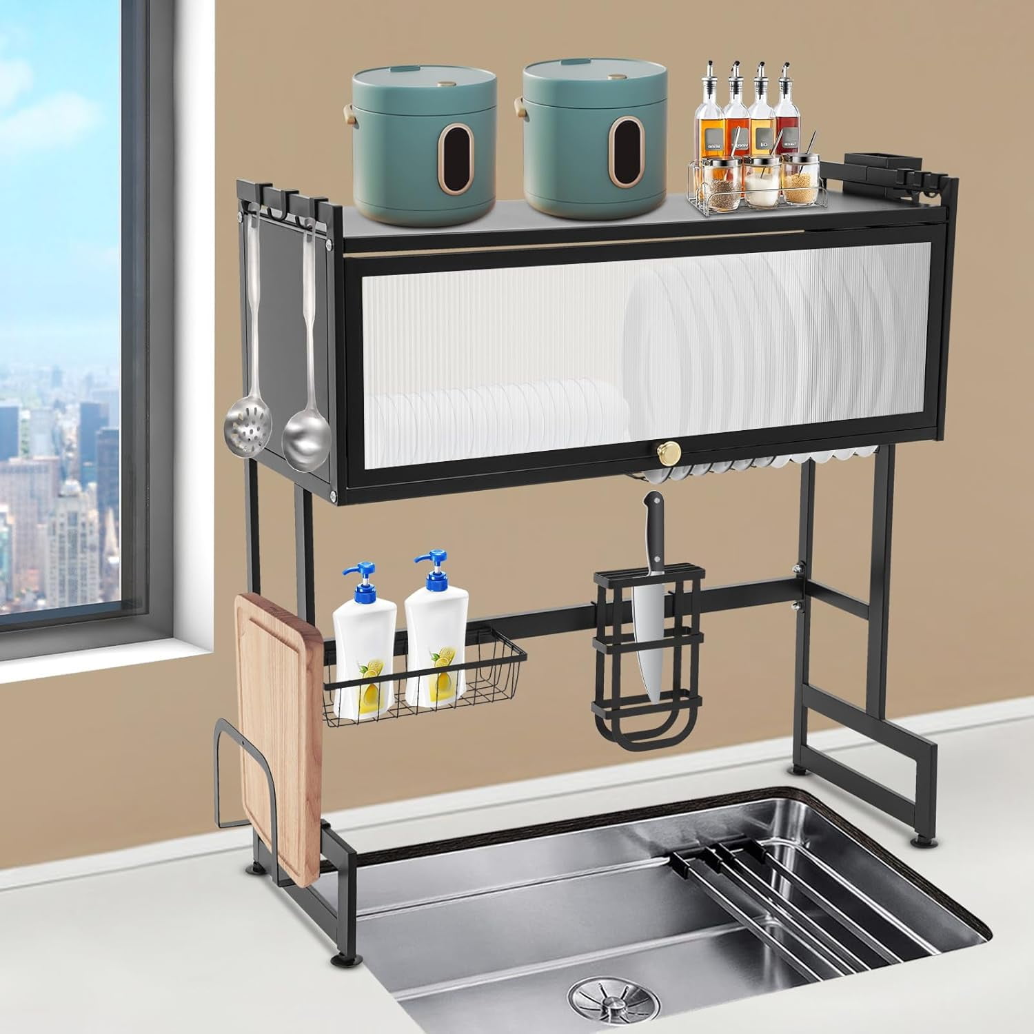 Kitchen Dish Drainer Rack - 29.53 inch Over The Sink Dish Drying Rack ...