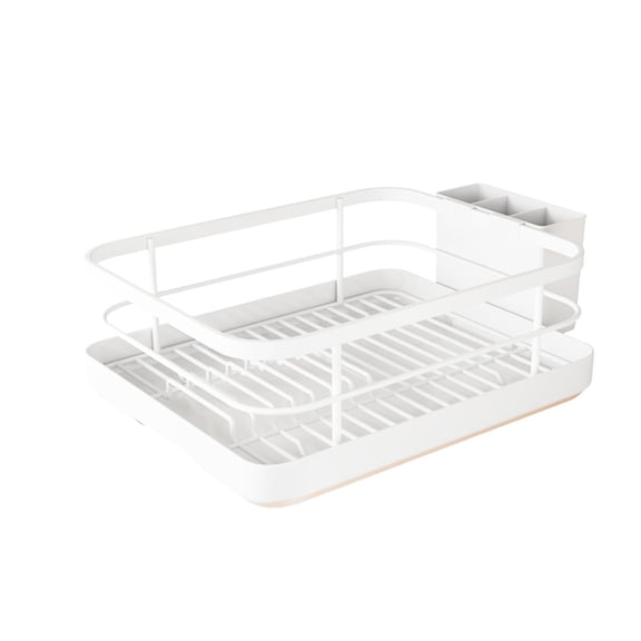 Kitchen Dish Drainer Rack with Drying Board – Space-Saving Dish Drying Rack with Full-Mesh Utensil Holder, Large Capacity for Plates, Bowls & Cups – Fast Drainage System