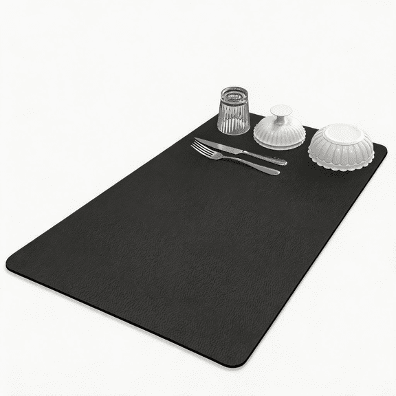 Kitchen Dish Drying Mat, 24"x16" Large Dish Drying Mats for Kitchen Counter, Diatomite Coffee Mat, Super Absorbent Dish Drying Pad, Heat Resistant Mat with Anti-slip Rubber Backed, Grey