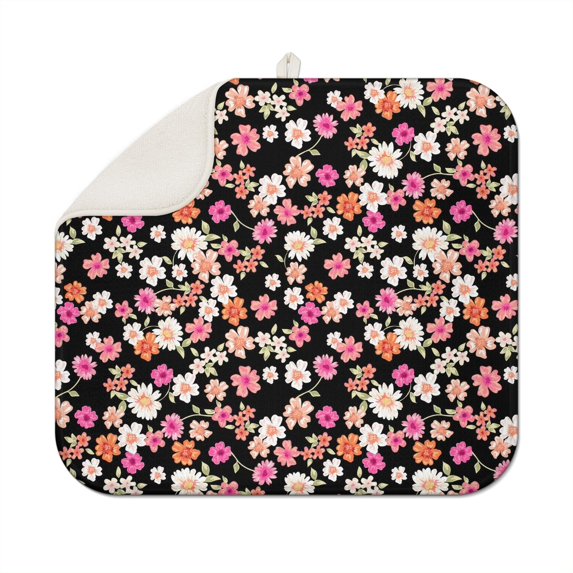 Kitchen Dish Drying Pad with Daisy Flowers Microfiber Absorbent Rack Mat Foldable Drainer Mat for Spring Summer 16x18 Inch