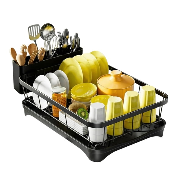 Kitchen Dish Drying Rack Countertop Bowl Plate Organizer, Chopstick Knife Fork Holder Dish Drainer Stand Tableware Storage Rack For Sink.