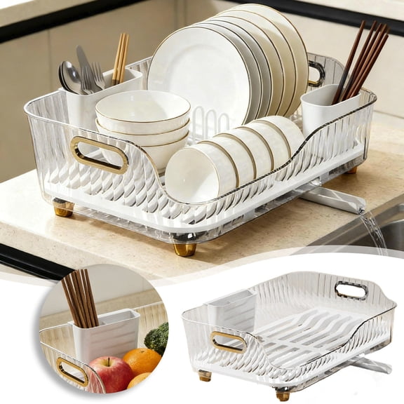 Kitchen Dish Drying Rack Kitchen Dish Drying Rack with Drainboard Green Drying Rack for Countertop Multifunctional Dish Holder and Fruit Storage Organizer for Home Kitchen
