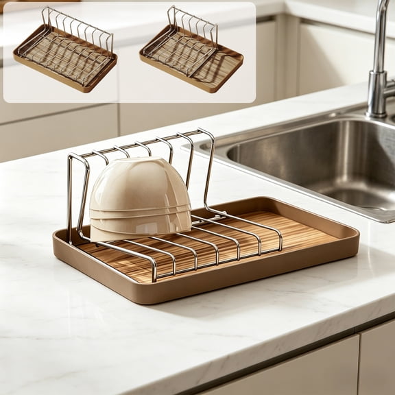 Kitchen Dish Drying Rack Tray Organizer Countertop Drainer • Large Capacity Divided Storage • Fast Draining Design • Space-Saving Sink Side Holder