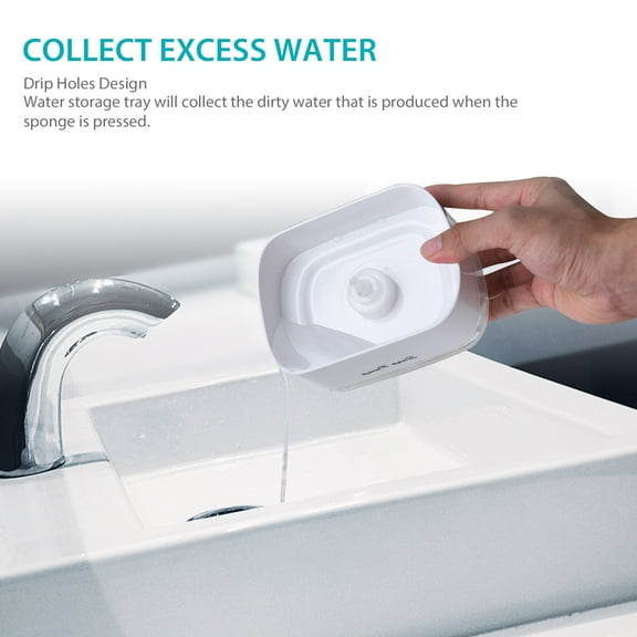 Kitchen Dish Soap Dispenser with Sponge Holder, 2-in-1 Countertop Soap Pump Dispenser, for Kitchen Sink Dishwashing Soap Dispenser, White