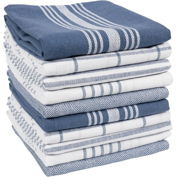 KAF Home Soho Kitchen Towels, Soft and Absorbent Flat Dish Towels, 18” x 28”, Blue Gray, 10 Pack