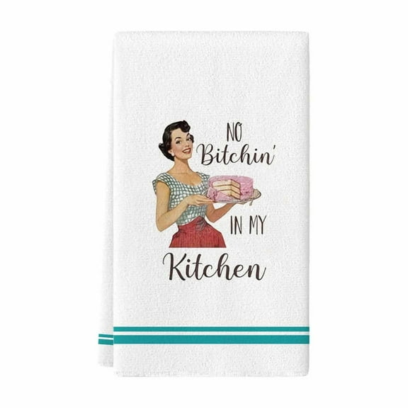 Kitchen Dish Towel Funny Joked Themed Dishcloth Absorbent Dish Tea Towel Retro Sassy Lady Kitchen Towel Bar Hand Dishcloth Hilarious Hand Towel Gift for Hostess Mom Women Housewarming- 1pc