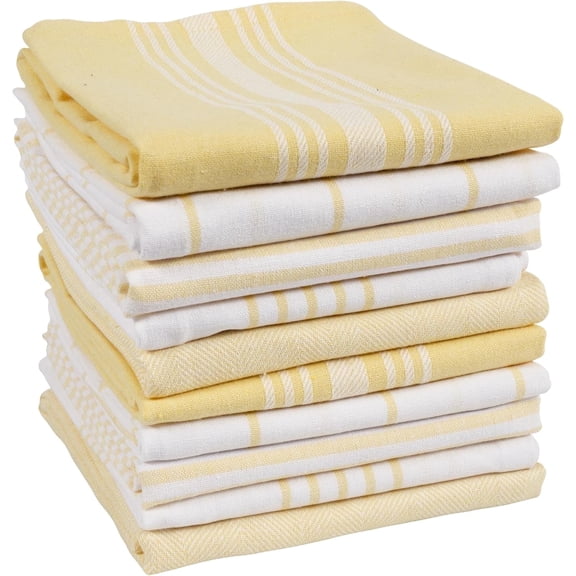 KAF Home Soho Kitchen Towels, Soft and Absorbent Flat Dish Towels, 18” x 28”, Yellow, 10 Pack