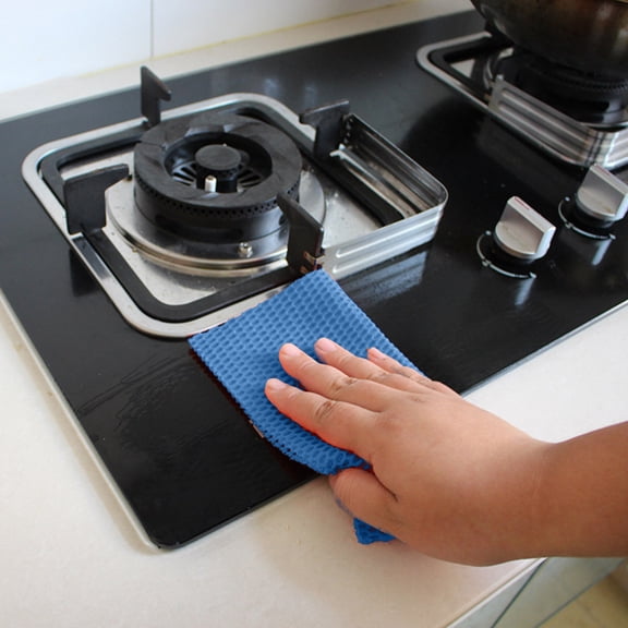 Kitchen Dish Towel Mesh Scrubber Wash Net Cloth for Cleaning and Drying, 10.24*10.24 inch, Blue