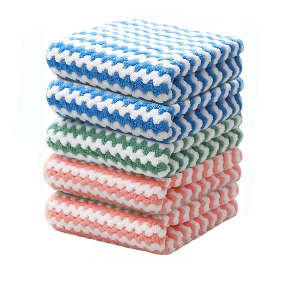 Kitchen Dish Towels 5 Sets, Microfiber Cleaning Cloth Lint Free Cleaning Rags,Super Absorbent Dishcloths,11"x15"