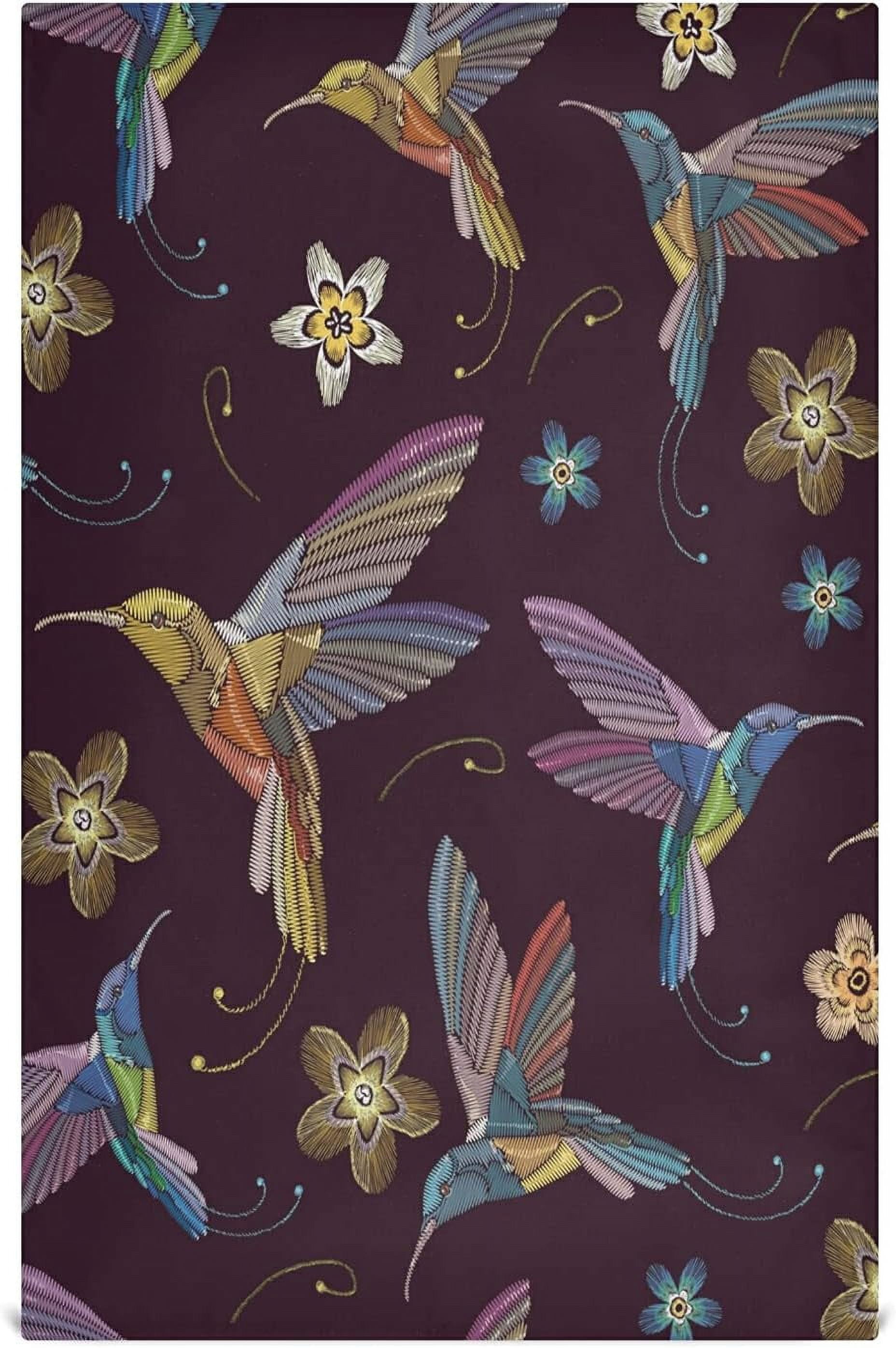 Kitchen Dish Towels, Beautiful Hummingbirds Exotic Flowers Kitchen