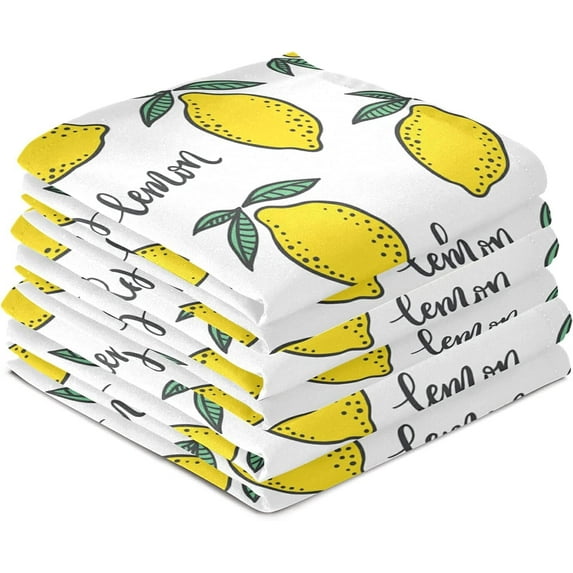 Kitchen Dish Towels, Colorful Lemons Kitchen Towels Set of 6 Super Soft Absorbent Dish Towels Set Microfiber Polyester Kitchen Dish Cloths Decorative Tea Towels, 28"x18"