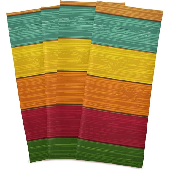 Kitchen Dish Towels, Colorful Wooden Kitchen Towels Set of 4 Super Soft Absorbent Dish Towels Set Microfiber Polyester Kitchen Dish Cloths Decorative Tea Towels, 28"x18"