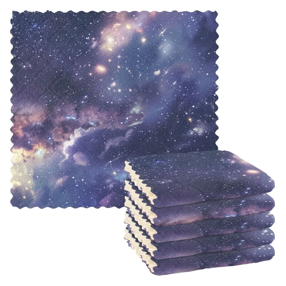 Kitchen Dish Towels Soft Absorbent Dish Cloths 11"x11" Beautiful Milky Way 6 Packs