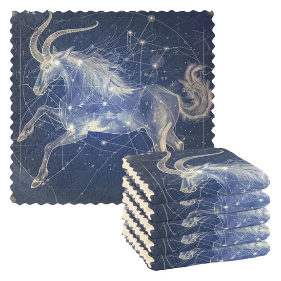 Kitchen Dish Towels Soft Absorbent Dish Cloths 11"x11" Capricornus Of Zodiac 6 Packs