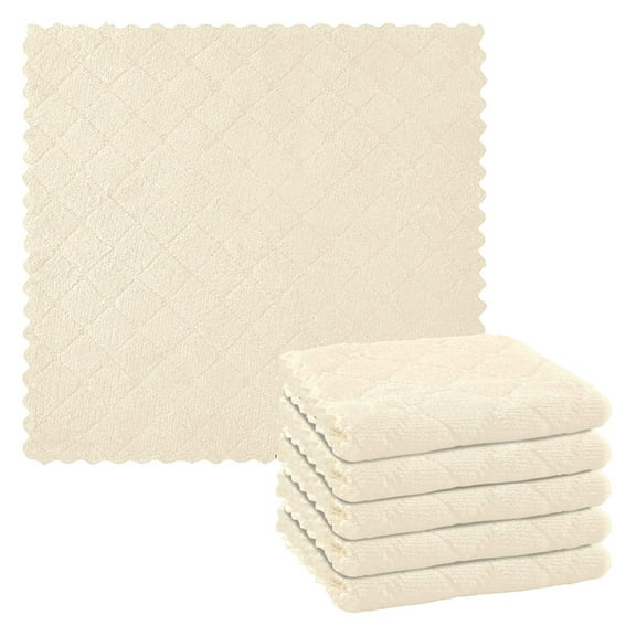 Kitchen Dish Towels Soft Absorbent Dish Cloths 11"x11" Cream 6 Packs